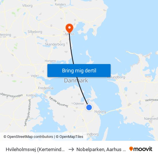 Hvileholmsvej (Kerteminde Kommune) to Nobelparken, Aarhus Universitet map