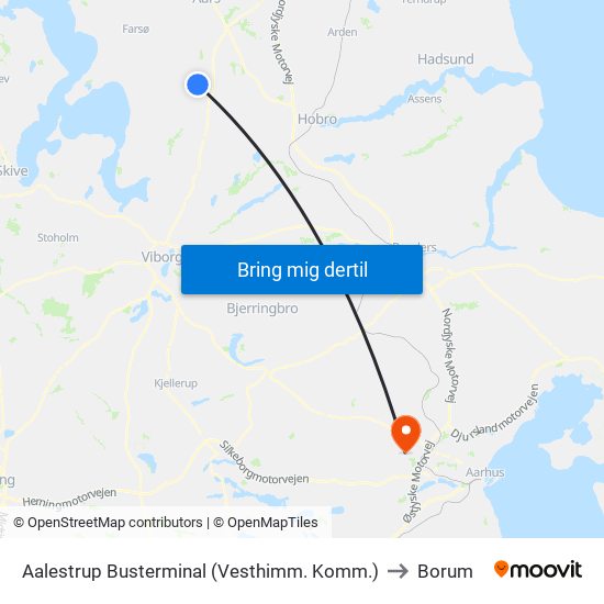 Aalestrup Busterminal (Vesthimm. Komm.) to Borum map