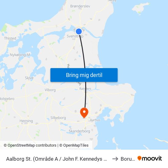 Aalborg St. (Område A / John F. Kennedys Plads) to Borum map