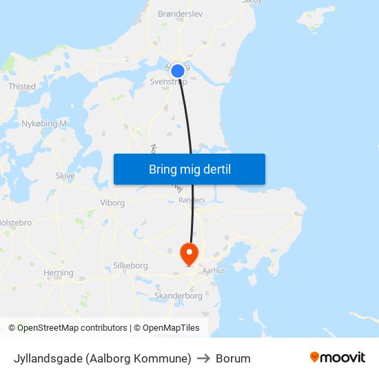Jyllandsgade (Aalborg Kommune) to Borum map