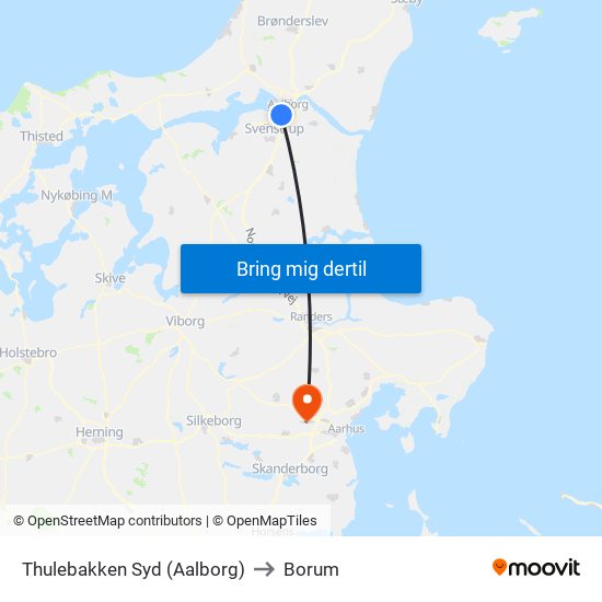 Thulebakken Syd (Aalborg) to Borum map