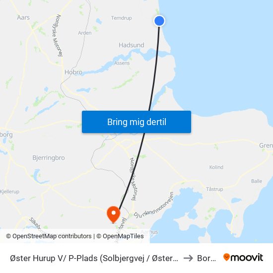 Øster Hurup V/ P-Plads (Solbjergvej / Øster Hurup) to Borum map