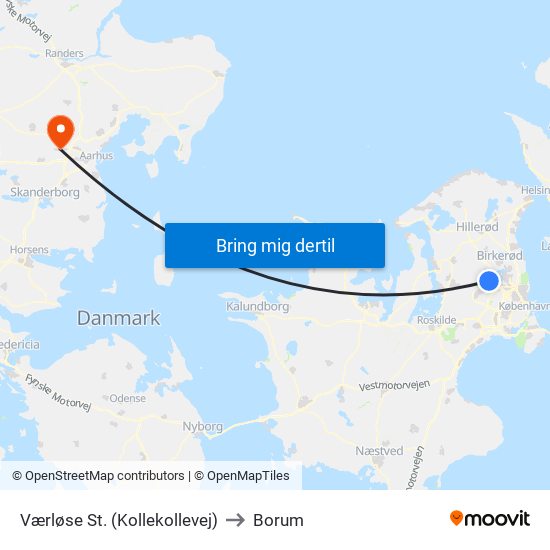 Værløse St. (Kollekollevej) to Borum map