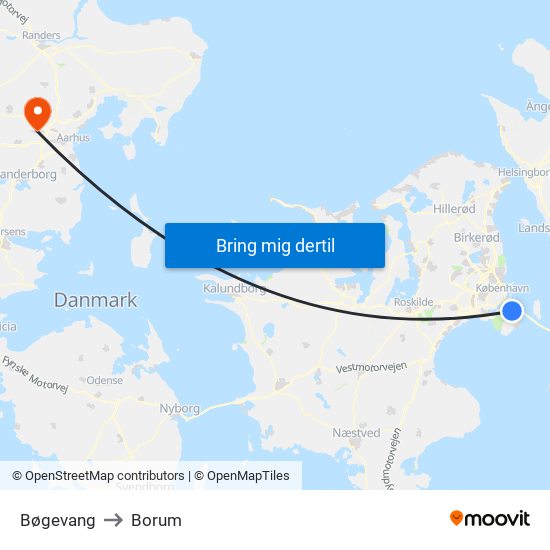 Bøgevang to Borum map