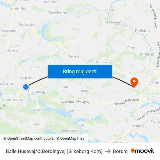 Balle Husevej/Ø.Bordingvej (Silkeborg Kom) to Borum map