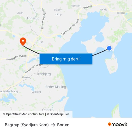 Begtrup (Syddjurs Kom) to Borum map