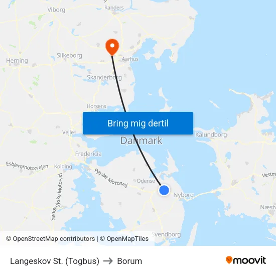 Langeskov St. (Togbus) to Borum map