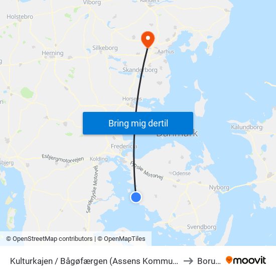 Kulturkajen / Bågøfærgen (Assens Kommune) to Borum map