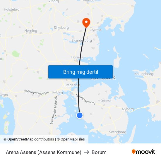 Arena Assens (Assens Kommune) to Borum map