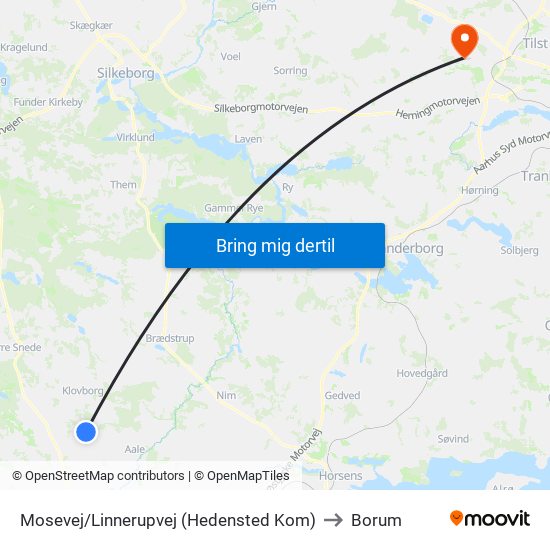 Mosevej/Linnerupvej (Hedensted Kom) to Borum map