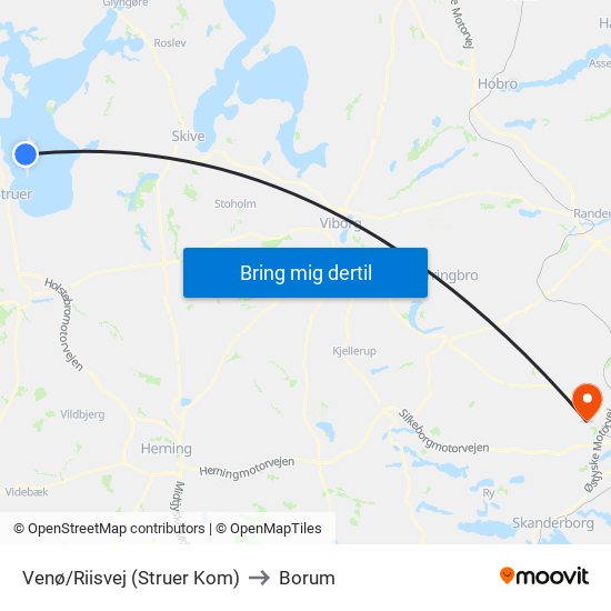 Venø/Riisvej (Struer Kom) to Borum map