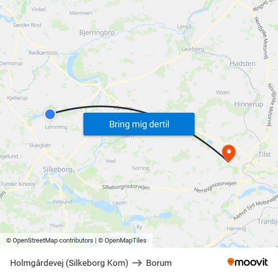 Holmgårdevej (Silkeborg Kom) to Borum map