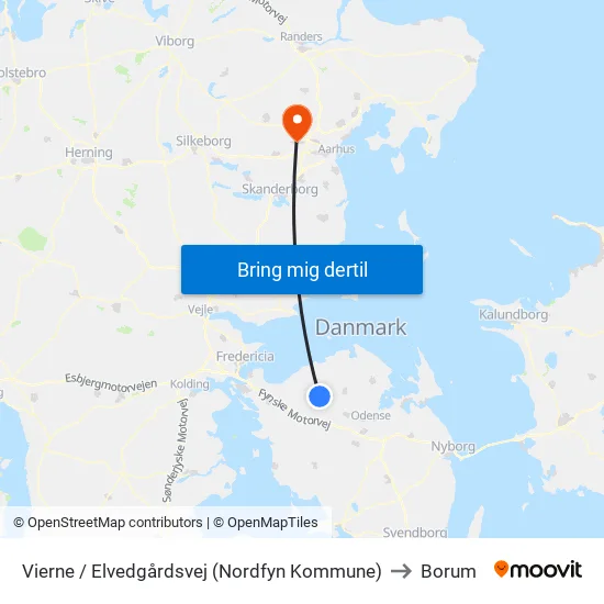 Vierne / Elvedgårdsvej (Nordfyn Kommune) to Borum map