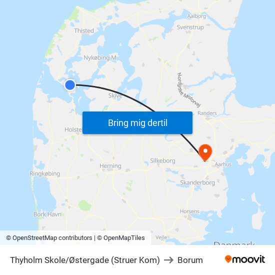 Thyholm Skole/Østergade (Struer Kom) to Borum map