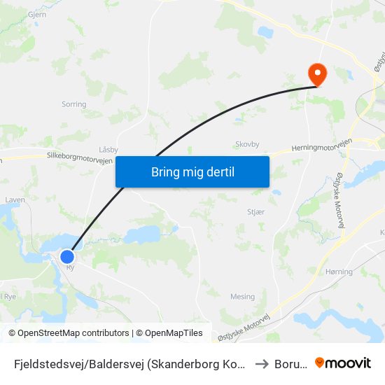 Fjeldstedsvej/Baldersvej (Skanderborg Kom) to Borum map