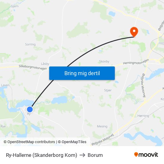 Ry-Hallerne (Skanderborg Kom) to Borum map