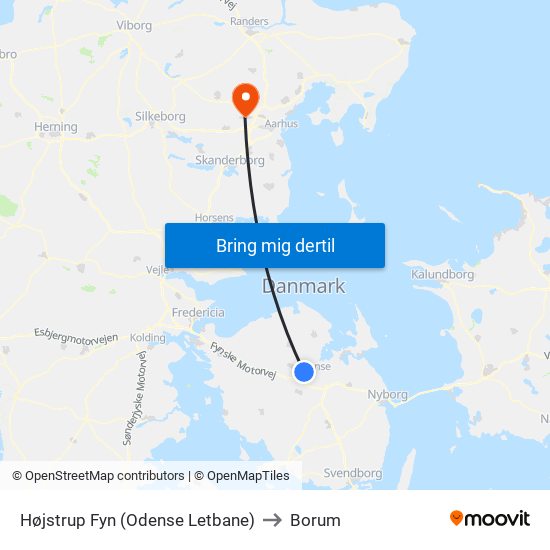 Højstrup Fyn (Odense Letbane) to Borum map