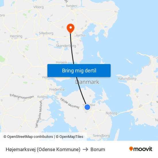 Højemarksvej (Odense Kommune) to Borum map