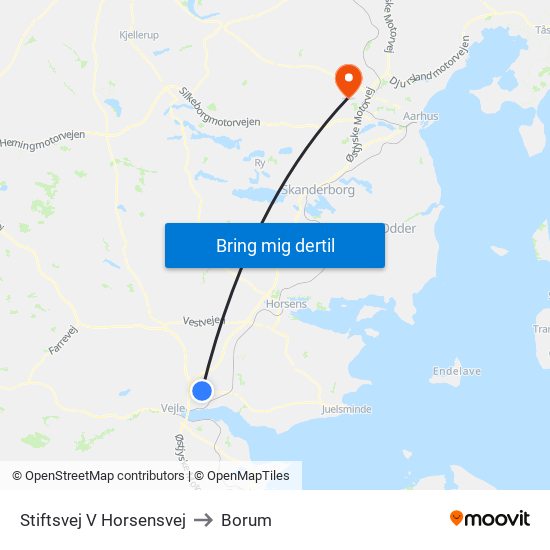 Stiftsvej V Horsensvej to Borum map