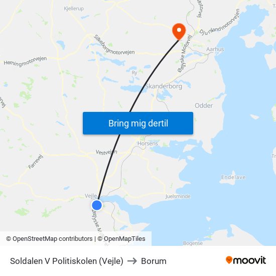 Soldalen V Politiskolen (Vejle) to Borum map