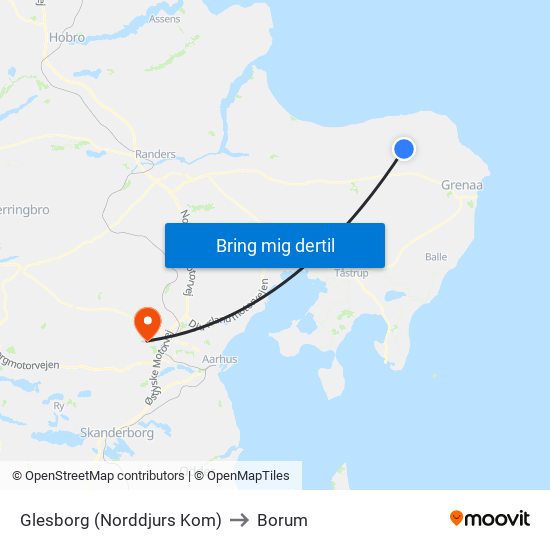 Glesborg (Norddjurs Kom) to Borum map