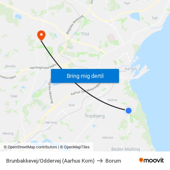 Brunbakkevej/Oddervej (Aarhus Kom) to Borum map