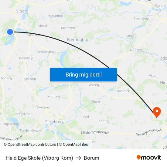 Hald Ege Skole (Viborg Kom) to Borum map