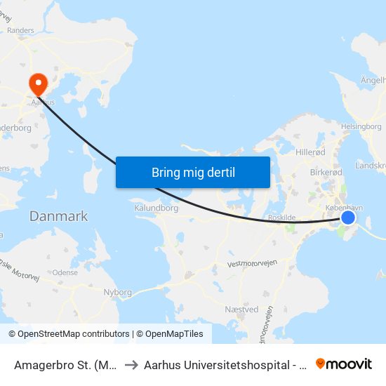 Amagerbro St. (Metro) to Aarhus Universitetshospital - Skejby map