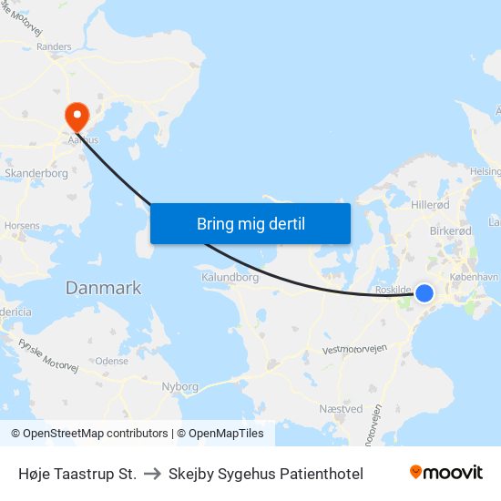 Høje Taastrup St. to Skejby Sygehus Patienthotel map