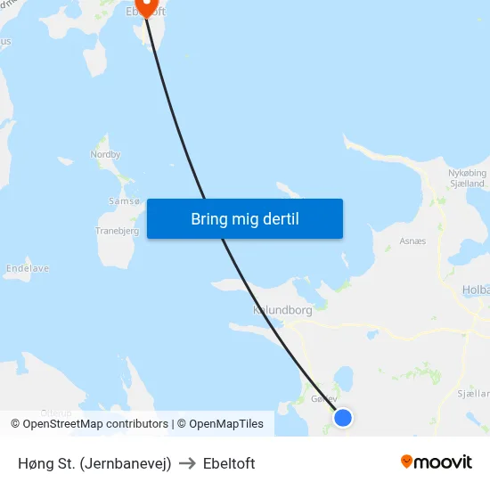 Høng St. (Jernbanevej) to Ebeltoft map