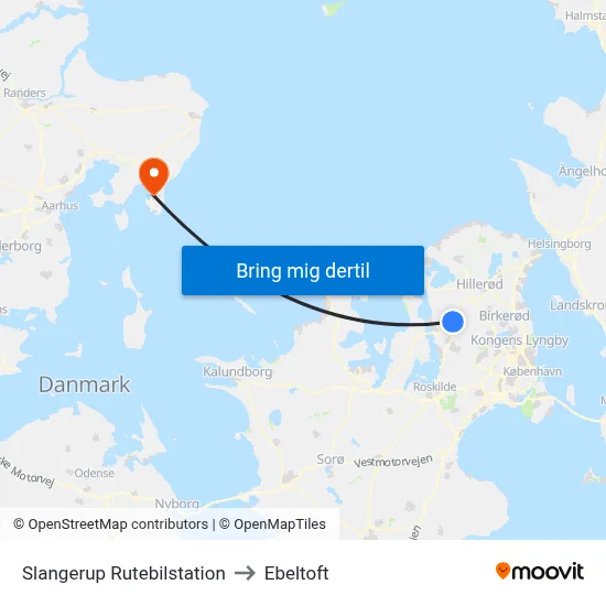 Slangerup Rutebilstation to Ebeltoft map