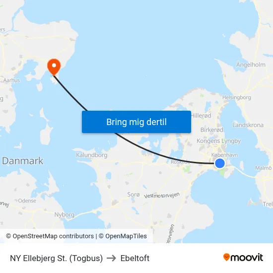 NY Ellebjerg St. (Togbus) to Ebeltoft map