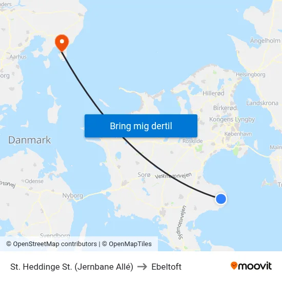 St. Heddinge St. (Jernbane Allé) to Ebeltoft map