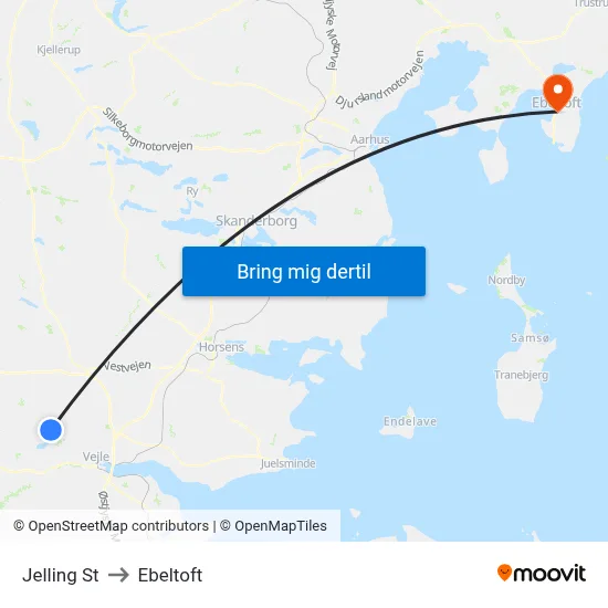 Jelling St to Ebeltoft map