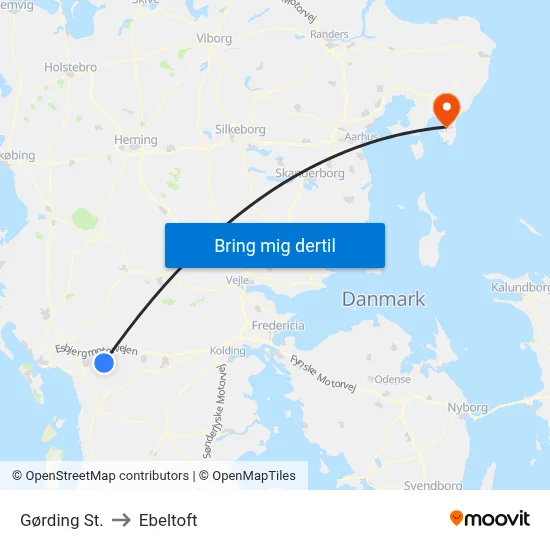 Gørding St. to Ebeltoft map