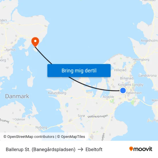 Ballerup St. (Banegårdspladsen) to Ebeltoft map