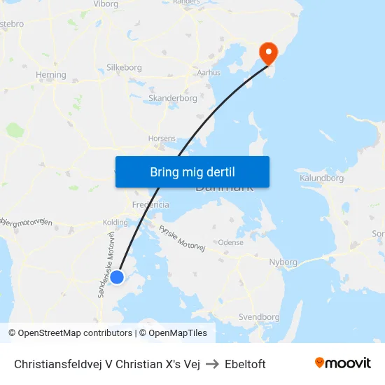 Christiansfeldvej V Christian X's Vej to Ebeltoft map