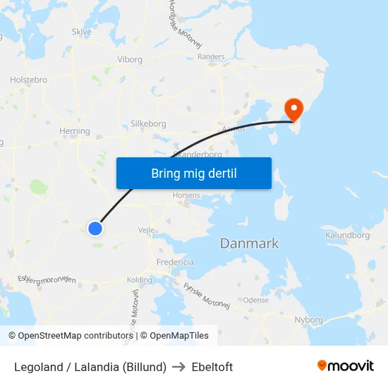 Legoland / Lalandia (Billund) to Ebeltoft map