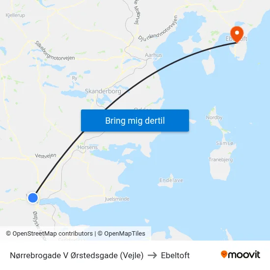 Nørrebrogade V Ørstedsgade (Vejle) to Ebeltoft map