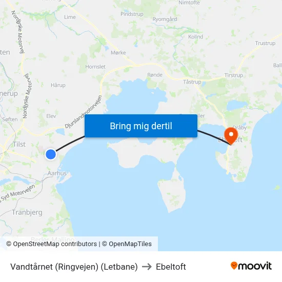 Vandtårnet (Ringvejen) (Letbane) to Ebeltoft map