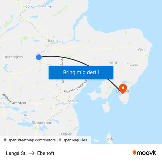 Langå St. to Ebeltoft map