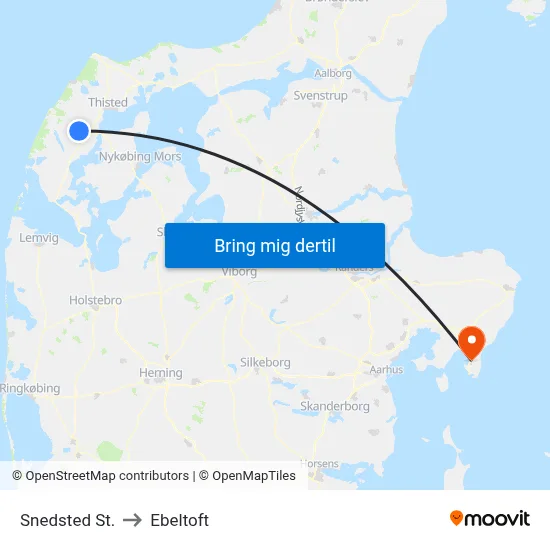 Snedsted St. to Ebeltoft map