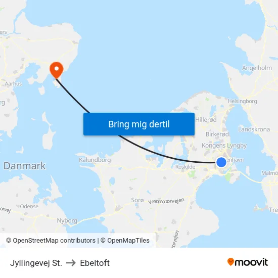 Jyllingevej St. to Ebeltoft map