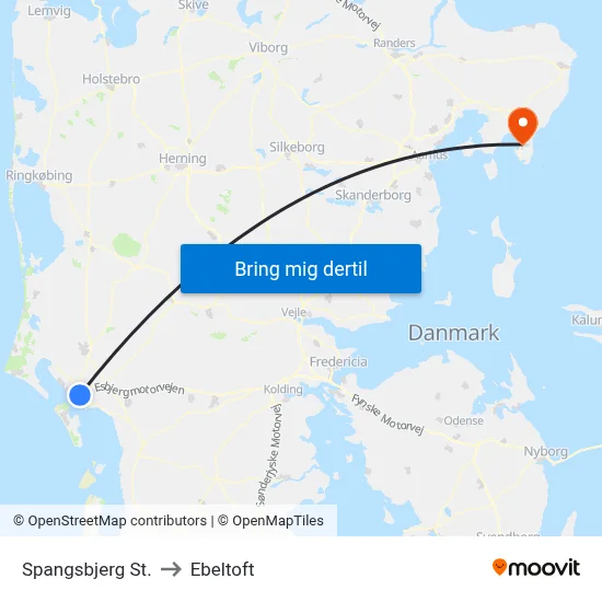 Spangsbjerg St. to Ebeltoft map