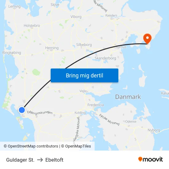 Guldager St. to Ebeltoft map