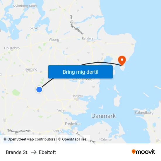 Brande St. to Ebeltoft map
