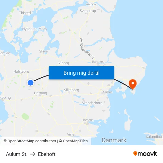 Aulum St. to Ebeltoft map