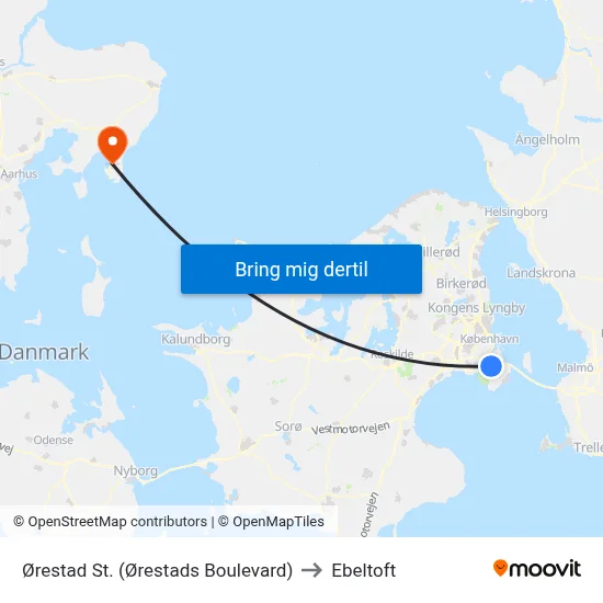 Ørestad St. (Ørestads Boulevard) to Ebeltoft map