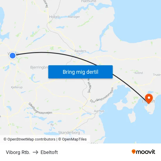 Viborg Rtb. to Ebeltoft map