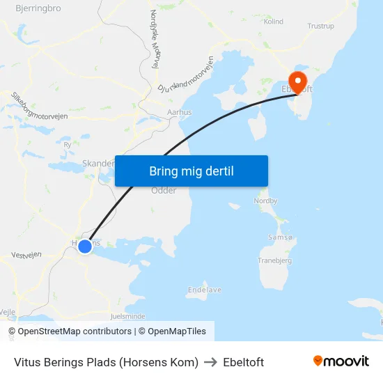 Vitus Berings Plads (Horsens Kom) to Ebeltoft map